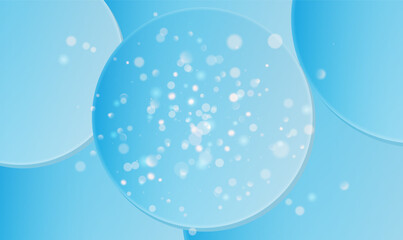 Poster - abstract 3d blue circles layer background with sparking light effect. blue circle glass overlap laye