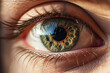 Closeup of beautiful woman eye with skin retouched