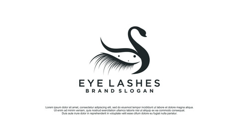 Wall Mural - Beauty lashes logo with swan concept idea