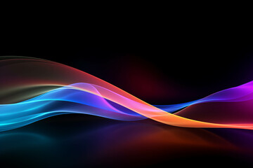 Wall Mural - Curved colorful neon light waves.