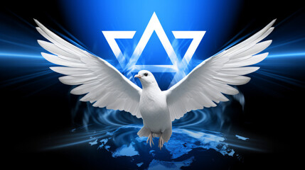 Wall Mural - Free israel flag with a dove of peace