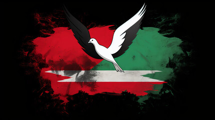 Wall Mural - Free Palestine flag with a dove of peace