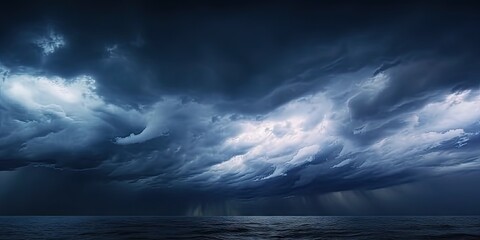 Wall Mural - nature fury. dramatic storm unleashing power over darkened ocean featuring stormy sky rain laden clo