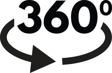 Poster - 360 degree rotate icon . 360 degree view icon vector isolated on white background