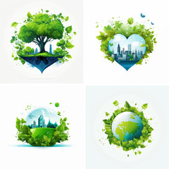 green environment nature ecological tree plant vector earth eco concept illustration design planet