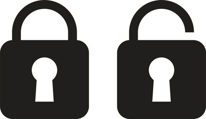 Fototapete - Lock and unlock icon set vector isolated on white background