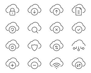 Aufkleber - Computing cloud technology line icon collection. Data storage and technology icons