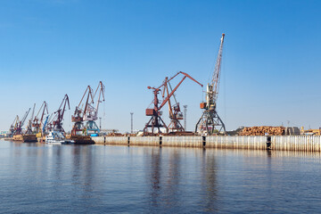 River harbor with cranes