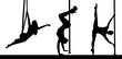 ilustración, silueta, vector, mujer, baile, telas, aros