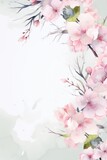 Fototapeta Do przedpokoju - Beautiful wedding invitation featuring a watercolor design with soft pink cherry blossoms and peonies