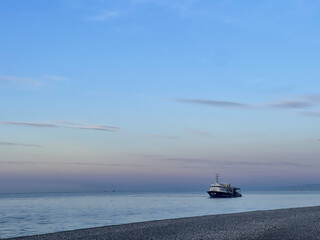 Wall Mural - Sea and ship nightly background