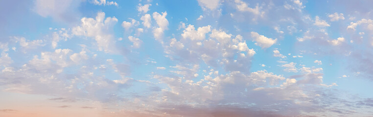 Wall Mural - panoramic sky with cloud. beautiful pastel color morning horizon skyline landscape, nature backgroun