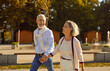 © Studio Romantic - Close up portrait of happy laughing senior couple family holding hands while walking in summer city park enjoying retirement. Romance, love, care and elderly people relationship concept.