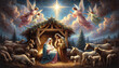 The Star of Bethlehem: Nativity Scene of Jesus Birth with Mary, Joseph and Angels.