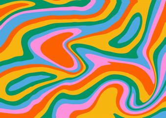 Wall Mural - Retro rainbow diffuse background. Trendy distorted colorful texture in vintage 80s-y2k style. Psychedelic hippie pattern, trippy acid poster. Organic vector texture.