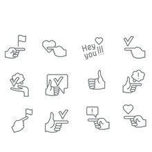 Pointing Hand Hey You Icons Set