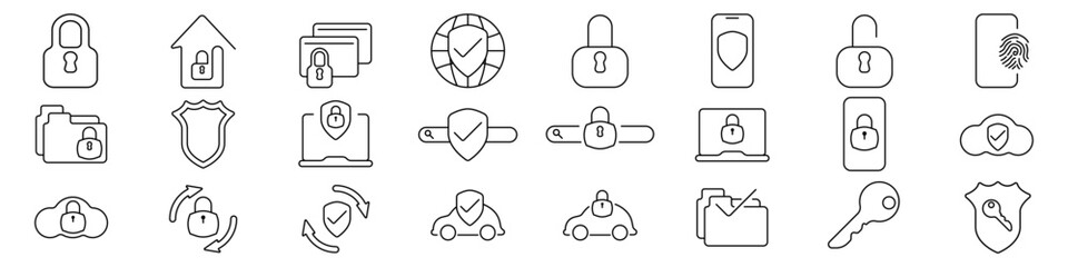 Poster - Safety icons set. Vector set of business icons. Black icons for websites vector. Web icons vector. Vector illustration.