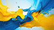 Detailed blue and yellow abstract texture. Splashes of yellow and blue paint