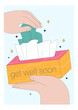 Get well soon card. Positive and motivational poster with greeting quote. Medicine postcard with feel better lettering. Recovery affirmation and wishes. Flat vector Illustration