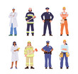 Important people job occupation, professional man woman of safety rescue service vector illustration