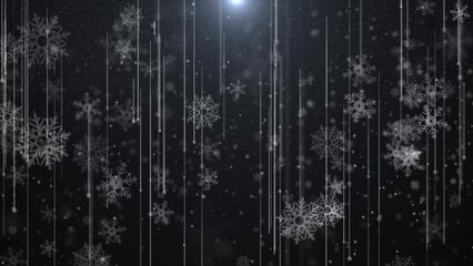 Aufkleber - Christmas winter white snowflakes falling with straight tail and bokeh 4K motion loop background 