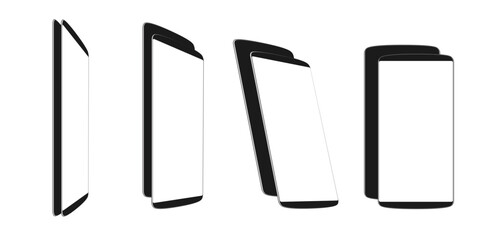 Poster - Set black smartphones different angle views isolated on white template