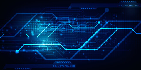 Poster - 2d illustration Abstract futuristic electronic circuit technology background
