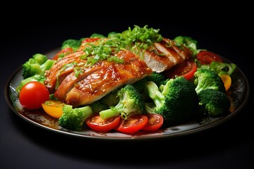 Wall Mural - chicken steak covered with white sesam 