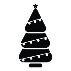 Sticker - Christmas tree silhouette icon Vector