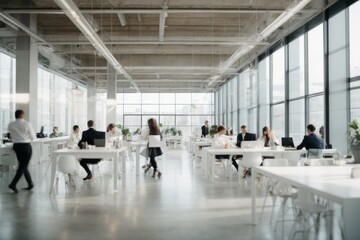 Poster - Blurry modern office interior with businessmen.