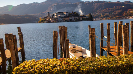 landscape with lake and mountains, Orta S.Giulio, Italy