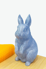 Wall Mural - rabbit closeup object printed 3d printer close-up. Progressive modern additive technology 4.0 industrial revolution