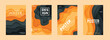 © Fajar - Gray and orange poster set background template papercut design style