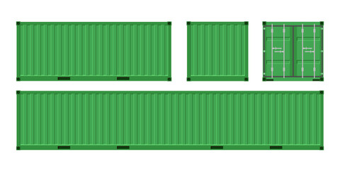 Wall Mural - Green shipping cargo container for transportation. Vector illustration in flat style. Isolated on white background.	
