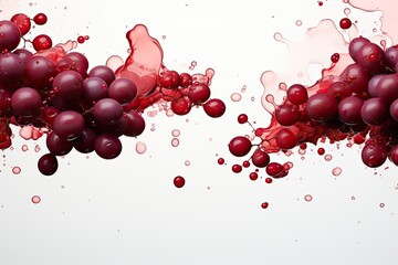 Wall Mural - Crimson Red Wine berries with Splash on White Background