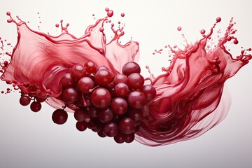 Poster - Crimson Red Wine Splash with berries on White Background