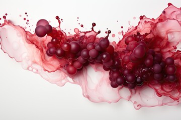 Poster - Abstract red wine splashes with red grapes  on white background