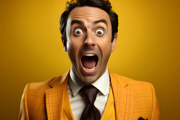 Happy young and smiling man with copy space. Well dressed against solid background.