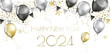 happy new year 2024 - Glitter gold stars background - party festive design