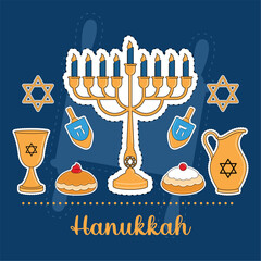 Wall Mural - Set of hanukkah icons Vector illustration