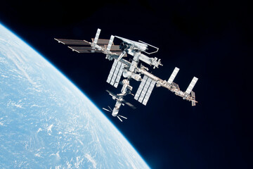 Canvas Print - iss above the surface of planet earth. elements of this image furnished by nasa