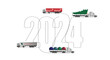 Gift delivery concept for Christmas and New Year. Route in 2024. Vector illustration.