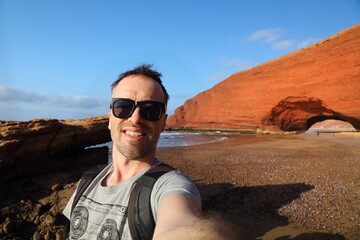 Wall Mural - European tourist selfie in Morocco