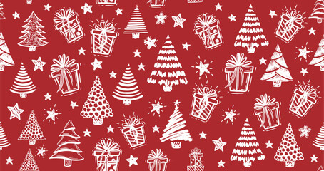 Wall Mural - christmas tree, new year set, hand drawn illustrations. vector.
