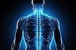 A man's back with the skeleton visible created with generative AI technology