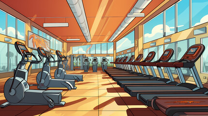 Wall Mural - Room with sport equipment for workouts illustration.