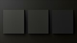 Set of black square Paper Notes on a black Background. Brainstorming Template with Copy Space