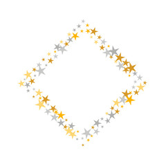 Wall Mural - Decorative silver and gold stars falling scatter texture. Little starburst spangles Christmas decoration confetti. Cartoon stars falling design. Spangle particles explosion.