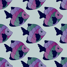 Colorful Coral Reef Fish Seamless Pattern Vector. Saltwater Fauna Diving. Kids Fashion Tissue