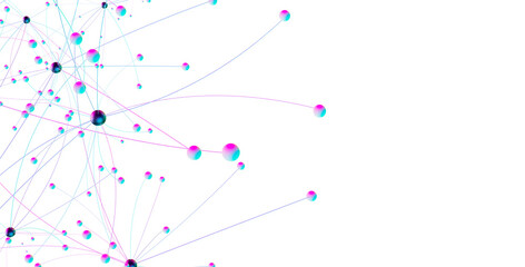 Fototapete - Abstract polygonal space with connecting dots and lines. Dark background. Connection structure. 3d Widescreen